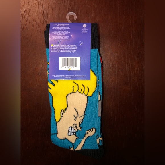 BEAVIS AND BUTT-HEAD NOVELTY CREW SOCKS NWT MEN’S SHOE SIZE 6-12 - Picture 2 of 2